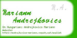 mariann andrejkovics business card